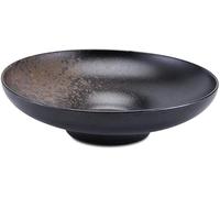 haohang Ensemble de 2 grands saladiers en céramique - Bols hauts et créatifs de 25 cm pour soupes, pâtes, fruits et nouilles froides, empilables(Black)