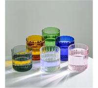 haohang Ensemble de 6 verres colorés à rayures - Verres à jus et café glacé de 200 ml, élégants et parfaits pour la maison, le bar et une table créative