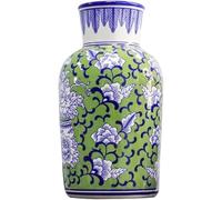 haohang Pot à Gingembre Ancien en Porcelaine Jaune Chinoise avec Couvercle hermétique, Pot en céramique à Motifs Floraux royaux - Vase décoratif et Bocal de Cuisine hermétique(Green,14 * 27.5cm)