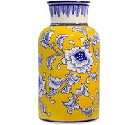 haohang Pot à Gingembre Ancien en Porcelaine Jaune Chinoise avec Couvercle hermétique, Pot en céramique à Motifs Floraux royaux - Vase décoratif et Bocal de Cuisine hermétique(Yellow,14 * 27.5cm)