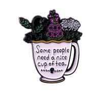 haohaoyu Broche « Some People Need A Nice Cup of Tea » en émail pour sac à dos, sac, accessoires de vêtements, badges, bijoux, cadeau, blanc, Métal