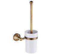 HAOHIZE Brosse de Toilette et Support en Laiton Antique, Ensemble de Brosse de Toilette Murale de Salle de Bain avec Bidon