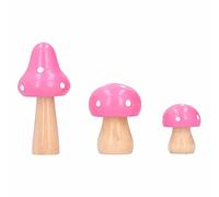 HAOHIZE Décoration de Table en Forme de Champignon, 3 pièces/lot, décoration de Noël en Forme de Petit Champignon, Artisanat en Bois, Figurines de Champignons, Ornements Mignons (Rose)