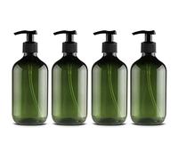 HAOHIZE Empty Plastic Pump Bottles Dispenser, 500ml Soap Dispenser Bottles Bathroom Countertop Pump Dispensers Refillable Pump Bottles for Dispensing Lotions Shampoos (4 Green)