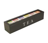 HAOHIZE Organisateur de Sachets de Thé, Boîte de Rangement de Thé en Bois Coffres de Rangement de Thé Boîte de Rangement de Sachets de Thé de Café Boîte de Rangement de Sachets de (Black)