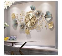 HAOHM Grande Horloge Murale décorative Moderne silencieuse,élégante Horloge Murale en Fer forgé Horloge Murale muette en Feuille de Ginkgo pour Le Porche de la Chambre du Salon.,83 * 48cm