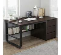 HaoJieHan Bureau d'angle avec Tiroirs, Bureaux De Bureau À Domicile avec Étagère, Bureau De Bureau Moderne pour Chambre À Coucher De Bureau À Domicile C,140X48X75CM