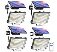 Haokiang Lampe Solaire Extérieur IP65 avec Capteur 270° - 4 Unités, 3 Modes, Détecteur de Mouvement, Projecteur