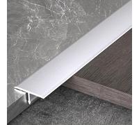 HAOKKV Aluminium Barre Décorative, Bande De Transition De Plancher, Baguette De Recouvrement en Aluminium Anodisé pour Joindre Les Espaces De Plancher(Silver,1cm*90cm)