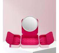 HAOKKV Miroir De Intelligent À LED avec Lumière, Miroir De Maquillage Portable, Miroir De Courtoisie avec Grand Écran Tactile De 18.5cm De Diamètre(Pink)