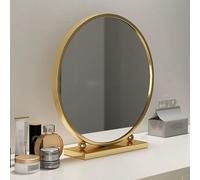 HAOKKV Miroir De Maquillage Rond avec Support, Miroir De Bureau Portable en Fer Forgé, Miroir De Rasage De Salle De Bain, Décoration De Salon, Chambre À Coucher(Gold,40 * 42.5 * 10cm)