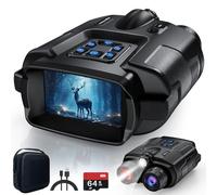 Haokoo Jumelles Vision Nocturne 4K avec Écran 3" HD, Portée 600m, Batterie 5000mAh, Zoom numérique 8X, étanche IP65, Lampe Tactique, Carte 64GB - Chasse, Observation, Camping