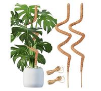 Haoledy 120cm Tuteur Monstera, Flexible Tuteur Plante Grimpante avec 2 Pièces de Corde de Jute 2m, Tuteur en Fibre de Coco pour Plante 7mm Noyau en Aluminium Tuteur pour Plante Interieur (2PCS)