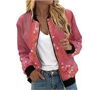 HAOLEI Amazon Solde Veste Bomber Légère Femme Jacket Court Poches Blouson Vintage Motard Zippée