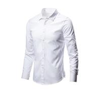 HAOLEI Chemise pour Hommes Leger Respirant Casua Chemise en Coton Boutonne Manches Longues Couleur Unie Chemises De Ceremonie Coupe Normale Chemises Confortable Classique Shirts pour Le Bureau