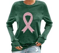 HAOLEI Femme Octobre Rose Sweatshirts Pull À Manches Longues T-Shirt Hiver Sweat Ruban Rose De Sensibilisation Au Cancer du Sein D'Octobre Pullover Automne Et Hiver Streetwear Tops