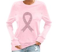 HAOLEI Femme Octobre Rose Sweatshirts Pull À Manches Longues T-Shirt Hiver Sweat Ruban Rose De Sensibilisation Au Cancer du Sein D'Octobre Pullover Automne Et Hiver Streetwear Tops
