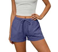 HAOLEI Short Femme éTé - Short en Coton Et Lin Taille éLastique avec Cordon De Serrage - 2 Poches LatéRales - Shorty DéContracté Respirant pour Plage, Promenade Ou Voyage