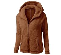 HAOLEI Sweats à Capuche Femme Polaire Veste Zippé Sweatshirt Unicolore Chaud Coton Causal Automne Hiver Mode Chic Outerwear DoubléE Manteau à Manche Longue DéContractéE Outwear Blouson
