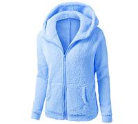 HAOLEI Sweats à Capuche Femme Polaire Veste Zippé Sweatshirt Unicolore Chaud Coton Causal Automne Hiver Mode Chic Outerwear DoubléE Manteau à Manche Longue DéContractéE Outwear Blouson