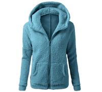 HAOLEI Sweats à Capuche Femme Polaire Veste Zippé Sweatshirt Unicolore Chaud Coton Causal Automne Hiver Mode Chic Outerwear DoubléE Manteau à Manche Longue DéContractéE Outwear Blouson