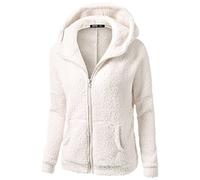 HAOLEI Sweats à Capuche Femme Polaire Veste Zippé Sweatshirt Unicolore Chaud Coton Causal Automne Hiver Mode Chic Outerwear DoubléE Manteau à Manche Longue DéContractéE Outwear Blouson