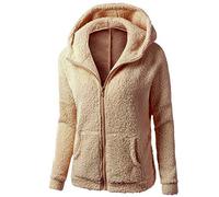 HAOLEI Veste Polaire Femme avec Capuche Sweats Femme Doublé Polaire Manteaux Zippé Doudoune Unicolore Chaud Hiver Chic Outerwear Manches Longues Veste avec Poches Décontractée Manteaux Et Blousons