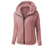 HAOLEI Veste Polaire Femme avec Capuche Sweats Femme Doublé Polaire Manteaux Zippé Doudoune Unicolore Chaud Hiver Chic Outerwear Manches Longues Veste avec Poches Décontractée Manteaux Et Blousons