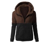 HAOLEI Veste Polaire Femme avec Capuche Sweats Femme Doublé Polaire Manteaux Zippé Doudoune Unicolore Chaud Hiver Chic Outerwear Manches Longues Veste avec Poches Décontractée Manteaux Et Blousons