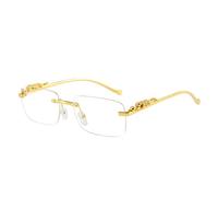 HAOMAO Rétro guépard décoration sans Monture Rectangle Lunettes de Soleil pour Femmes Hommes Clair océan lentille Lunettes Uv400 Nuances claires