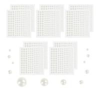 HAOMEEDUO 1650 PCS Perle à Coller Sticker Perle Autocollant Perle Strass Perle Blanche Autocollante Adhesive Perle Autocollant Visage Perle à Dos Plat 3mm/4mm/5mm/6mm pour Arts DIY Maquillage