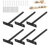 HAOMEEDUO 6 PCS Supports d'Étagère Flottants Invisible Support en Métal pour Tablette Flottante Equerre pour Tablette Murale Noir Équerre de Fixation Étagère avec Vis pour Armoire Cuisine, 154*70mm