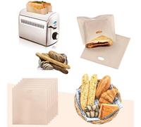 HAOMEEDUO 6 Pièces Sac pour Grille Pain Réutilisable Sac pour Toaster 17 * 19cm Sac Sandwich Papier Grille-pain Sacs Anti-adhésifs Sachets de Pain pour Pâtisseries Pizza Sandwichs Saucisse