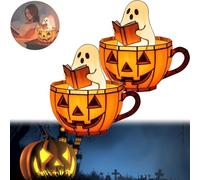 haomingouzhou Lampe de bain fantôme Halloween, lampe de lecture fantôme, jolie lampe LED pour décoration de salle de bain, veilleuse effrayante pour la lecture (C* 2PCS)