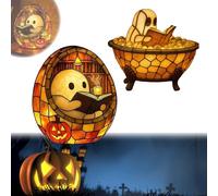 haomingouzhou Lampe de bain fantôme Halloween, lampe de lecture fantôme, jolie lampe LED pour décoration de salle de bain, veilleuse effrayante pour la lecture (A+B)