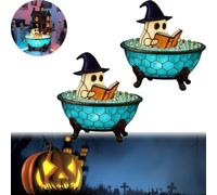 haomingouzhou Lampe de bain fantôme Halloween, lampe de lecture fantôme, jolie lampe LED pour décoration de salle de bain, veilleuse effrayante pour la lecture (D* 2PCS)