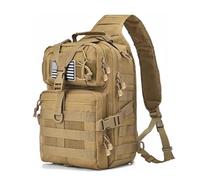 HAOMUK Sac à bandoulière tactique militaire, sac à dos, pour articles essentiels, équipement modulaire léger pour transport, sac d’assaut pour champ de tir, kaki, pro, Sac à dos tactique militaire