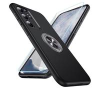 HAONANDE Coque Anneau pour Samsung Galaxy S23 Ultra, Etui Fine Antichoc Militaire, 360° Rotatif Béquille Magnétique de Housse,1 Films de Protection d'écran,Renforcée Case,Noir