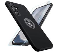 HAONANDE Coque Anneau pour Samsung Galaxy S25+ Plus, Etui Fine Antichoc Militaire, 360° Rotatif Béquille Magnétique de Housse,1 Films de Protection d'écran,Renforcée Case,Noir