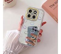HAONANDE Coque Miroir pour Honor 400 Smart 4G/Honor X7D 4G/5G House Motif Cœur Visage Lucky Cover Transparent Brillant, Dos PC Dur Bumper TPU Souple, Antichoc Case Jaune