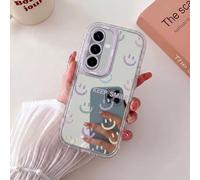HAONANDE Coque Miroir pour Samsung Galaxy A36/Samsung Galaxy A37 5G House Motif Cœur Visage Lucky Cover Transparent Brillant, Dos PC Dur Bumper TPU Souple, Antichoc Case Violet