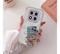 HAONANDE Coque Miroir pour Xiaomi Redmi Note 14 Pro 5G House Motif Cœur Visage Lucky Cover Transparent Brillant, Dos PC Dur Bumper TPU Souple, Antichoc Case Violet