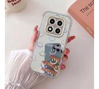 HAONANDE Coque Miroir pour Xiaomi Redmi Note 15 Pro 5G House Motif Cœur Visage Lucky Cover Transparent Brillant, Dos PC Dur Bumper TPU Souple, Antichoc Case Jaune
