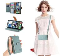 HAONANDE Coque Motif Coeur pour Honor X8 5G/Honor X6/Honor 70 Lite, Étui à Rabat en Cuir Flip Portefeuille Case Filles Housse avec Cordon Magnétique Fentes de Cartes Béquille Vert