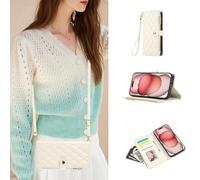 HAONANDE Coque Portefeuille pour Motorola Moto G54 5G/G54 Power/G64 5G, Étui Folio en Cuir avec Porte-Cartes, Poche Zippée, Bandoulière, Magnétique, Support, Coque Antichoc Élégante Femme Beige