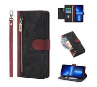 HAONANDE Coque Portefeuille pour Samsung Galaxy F06 5G/Galaxy M06 5G, Housse à Rabat en Cuir Case avec Magnétique, 6 Fentes pour Cartes, Support, Protection RFID, Étui Antichoc Béquille Noir