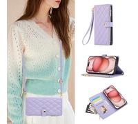 HAONANDE Coque Portefeuille pour Vivo Y15A 4G/Y15S 4G/Vivo Y10 4G/Y01, Étui Folio en Cuir avec Porte-Cartes, Poche Zippée, Bandoulière, Magnétique, Support, Coque Antichoc Élégante Femme Violet