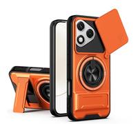 HAONANDE Coque pour Honor 400 Lite 5G avec 360 Anneau Support magnétique, Étui Militaire Antichoc Protection avec Cache caméra Coulissant Housse Compatible avec MagSafe Orange