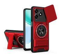 HAONANDE Coque pour Honor X5C 4G/Honor X5C Plus 4G/Play 10A 4G avec 360 Anneau Support magnétique, Étui Militaire Antichoc Protection avec Cache caméra Coulissant Housse Compatible avec MagSafe Rouge