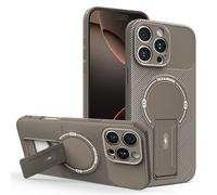 HAONANDE Coque pour Motorola Moto G54 avec Support, Compatible avec MagSafe, Coque magnétique Texture Fibre de Carbone, Protection Antichoc Fine pour Homme Marron